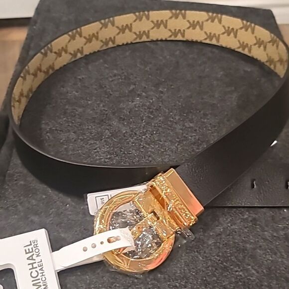 Michael Kors Signature Monogram Twist MK Logo Reversible Belt main image 4